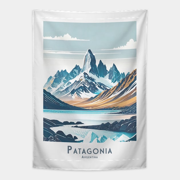 Vinatge minimalistic Majestic Patagonia Tapestry by POD24