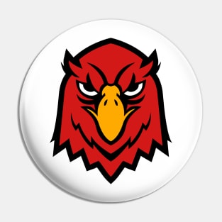 Red Falcon Bird Face Logo Pin