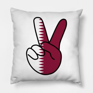 Qatar Flag V Sign Pillow