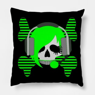 Skull with Headphones Pillow