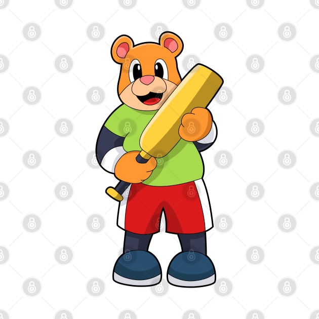 Bear at Cricket with Cricket bat by Markus Schnabel