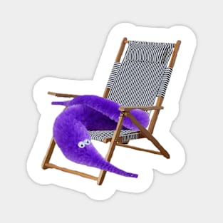 Purple Worm in Beach Chair Magnet