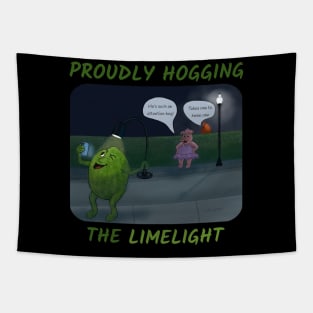 Proudly Hogging the Limelight – cartoon of a funny lime taking a selfie Tapestry