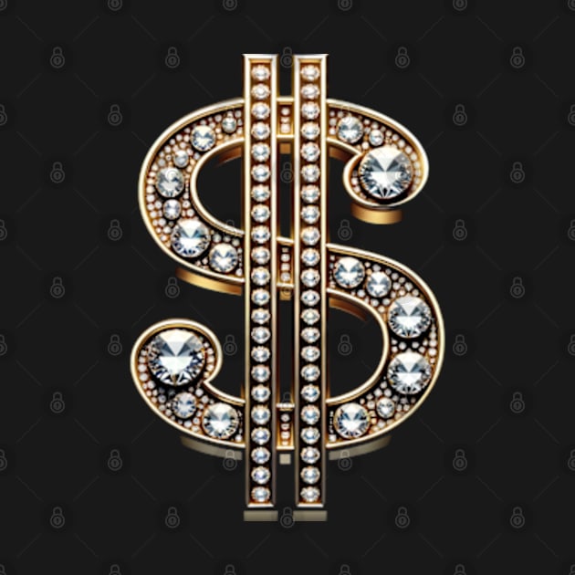 Dollar sign in gold by Neon Galaxia