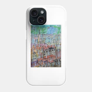 Watercolor Sketch - Genève, Saint-François from Champel on a Rainy Day Phone Case