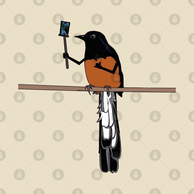 White-Rumped Shama Shaka Selfie by Artbymparrish