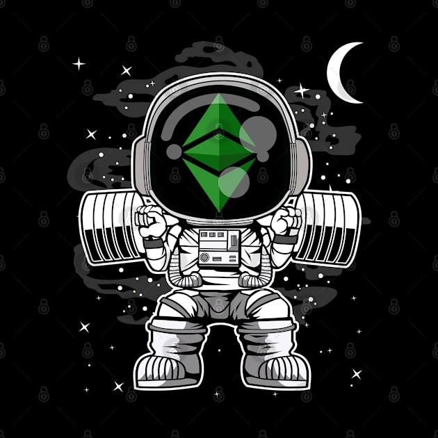 Astronaut Lifting Ethereum Classic ETH Coin To The Moon Crypto Token Cryptocurrency Blockchain Wallet Birthday Gift For Men Women Kids by Thingking About