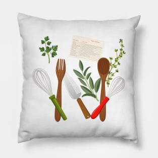 Retro Recipe Utensils Pillow