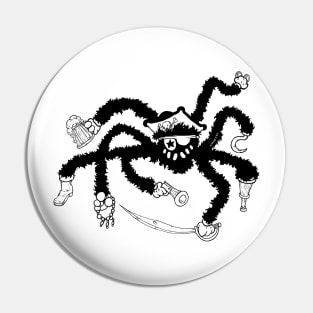 Pirate Spider: Retro Cartoon Illustration Pin