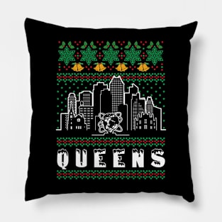 Queens New York Ugly Christmas Pillow