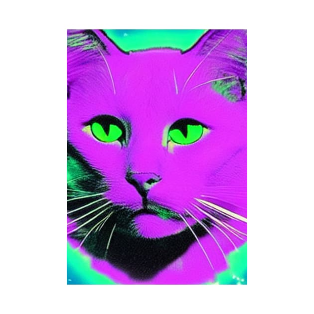 Cat retrowave neon by Laakiiart