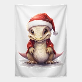 Komodo Dragon in Santa Hat Tapestry