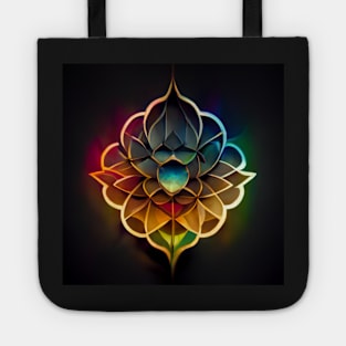 Rainbow lotus flower mandala Tote