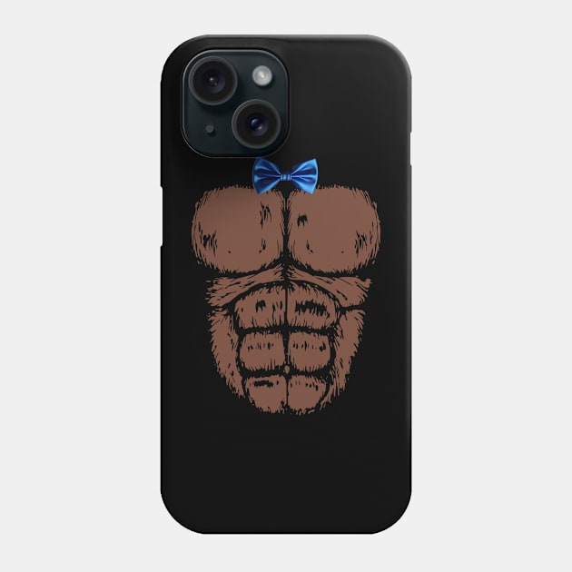 Gorilla Chest with Blue Bow Tie Funny Halloween Monkey Phone Case by Mind Your Tee