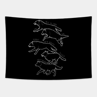 "Pee on Debt" Punk Wolf Pack Running Tapestry