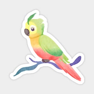 Cute Colorful Watercolor Parrot Magnet