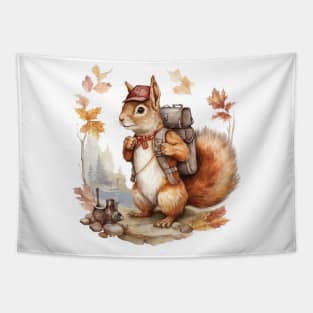 Watercolor Adventure Squirrel #11 Tapestry