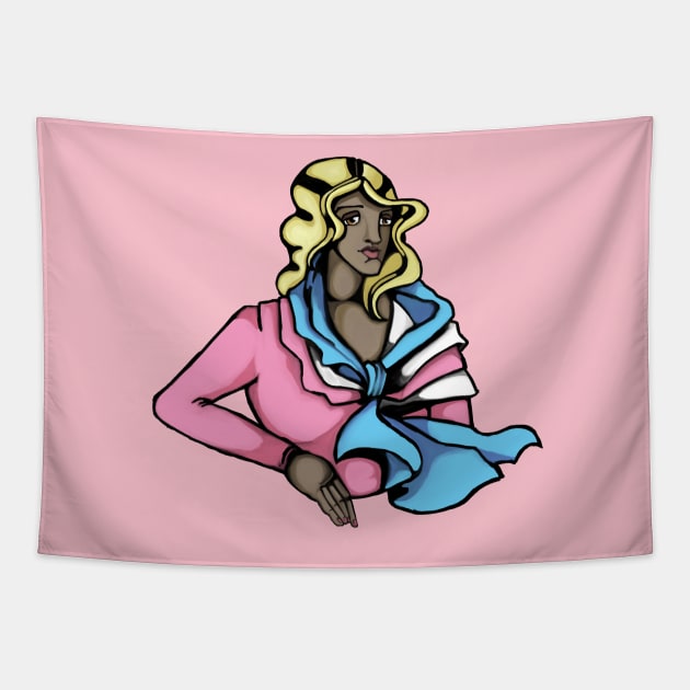 Transgender pride deco portrait Tapestry by Newtegan