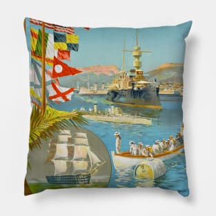 Port de Guerre. Toulon. France Vintage Poster 1901 Pillow