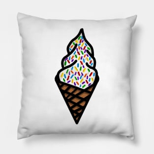 Rainbow Sprinkle Vanilla Ice Cream Cone Pillow