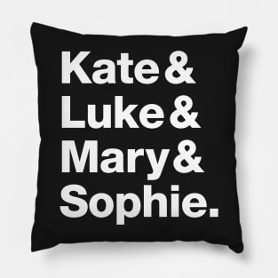 Batwoman Character Names - Kate Kane, Luke Fox, Mary Hamilton and Sophie Moore Pillow