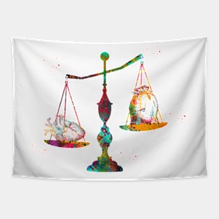 Scales heart and money Tapestry