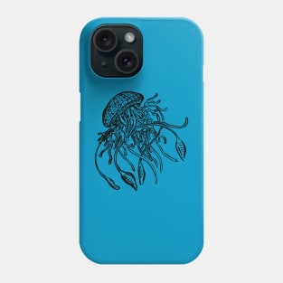 Jellyfish Illustration, Drifting in the Sea Phone Case