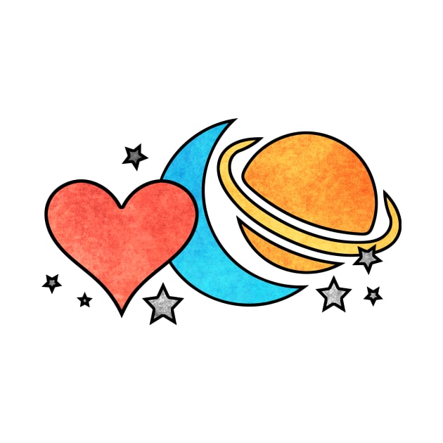 Love, Moon, Saturn by Kelly Louise Art