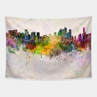 Brisbane skyline in watercolor background Tapestry