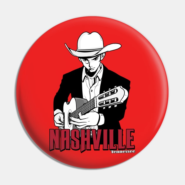 Nashville Tennessee Country Music Lover Guitar Player Pin by Noseking