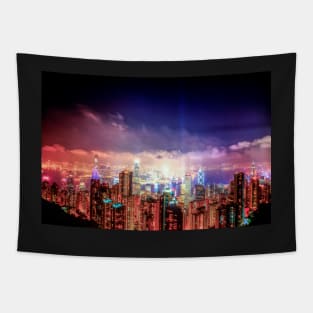 Hong Kong and Kowloon At Night Tapestry