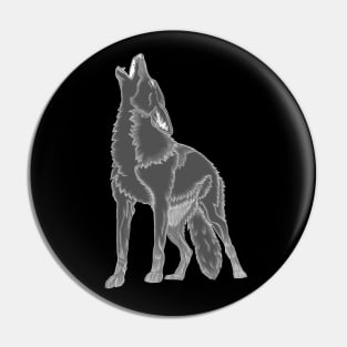 White Howling Wolf Pin