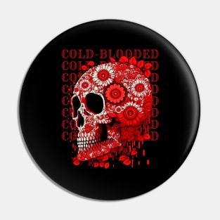 Red Flowers Skull Cold-Blooded Pin