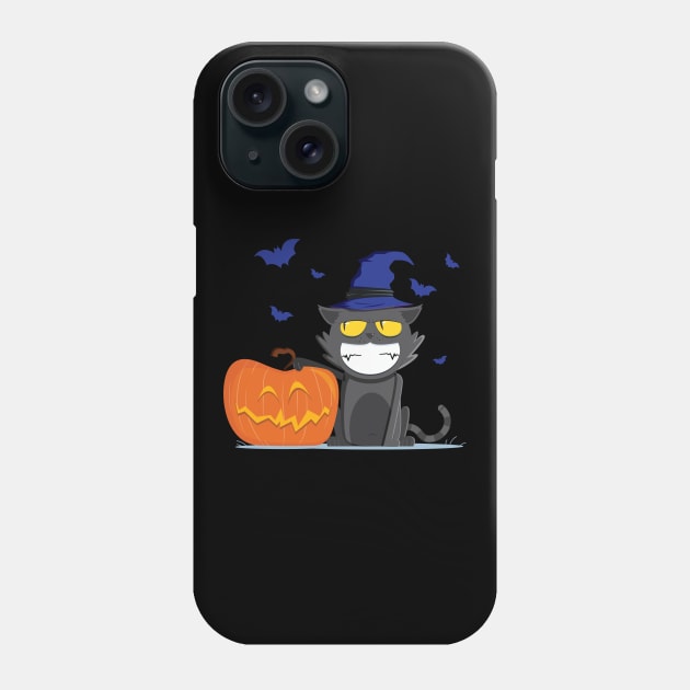 Pumpkin And Cat Funny Halloween Phone Case by folidelarts