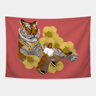 Tamed by tiger Tapestry