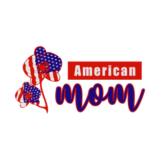 American Mom With Flower and Flag T-Shirt