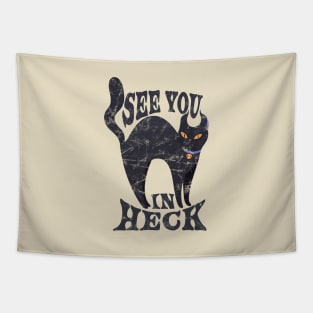 See You In Heck  - retro black cat Tapestry