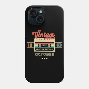 Vintage October 1963 Music Cassette - Limited Edition - 59 Years Old Birthday Gifts Phone Case