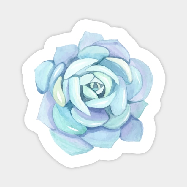 Hand painted blue succulent Magnet by SouthPrints