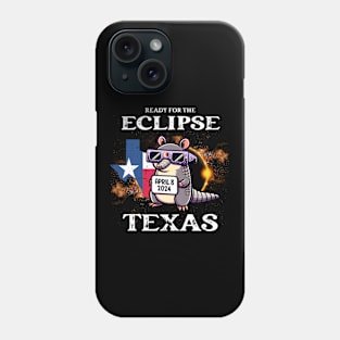 Texas Solar Eclipse 2024 April 8 Funny Armadillo for Kids Phone Case