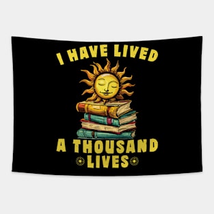 I Have Lived A Thousand Lives Vintage Books Page Turner Fans Tapestry