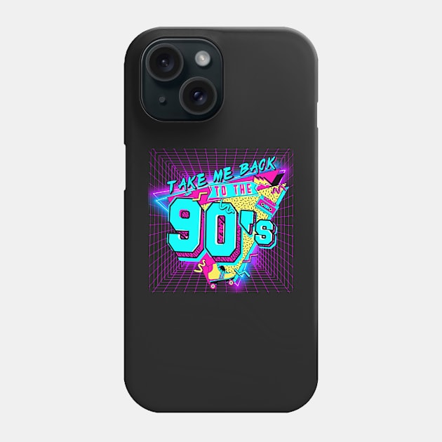 Vintage retro neon art i love the 90s throwback rad music Phone Case by masterpiecesai