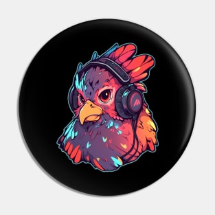 Chicken Headphones Pin