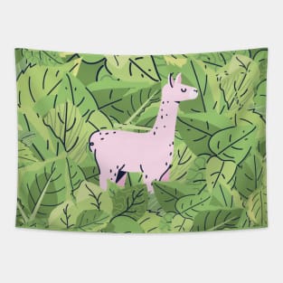 Alpaca in Leaves Tapestry