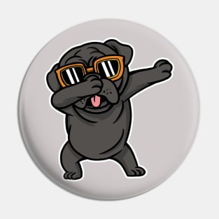 Cool Dabbing Black Pug with Sunglasses Pin