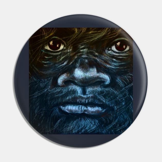 Sasquatch Boy On A Windy Day Pin by SandiaOFC