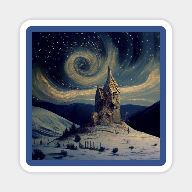 Starry Night Above The Shrieking Shack Magnet by Grassroots Green