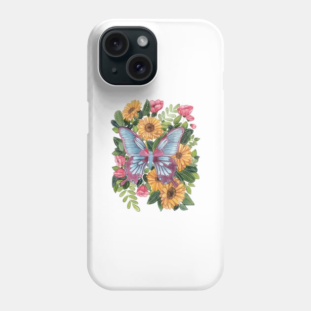 Butterfly in Flowers 1 Phone Case by gusstvaraonica