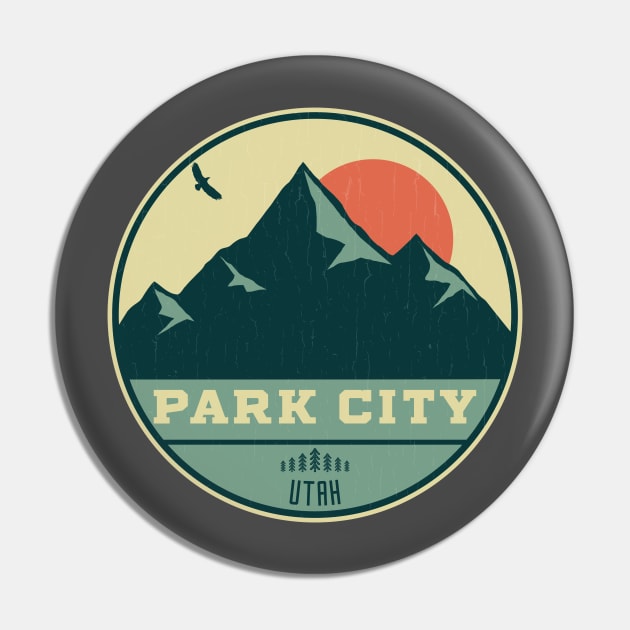 Park City Utah Retro Mountain Badge Pin by dk08