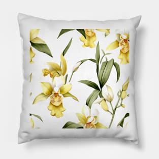 Watercolor Orchid Pattern 9 Pillow